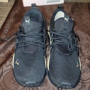 Puma Black Sneakers with Gold Details